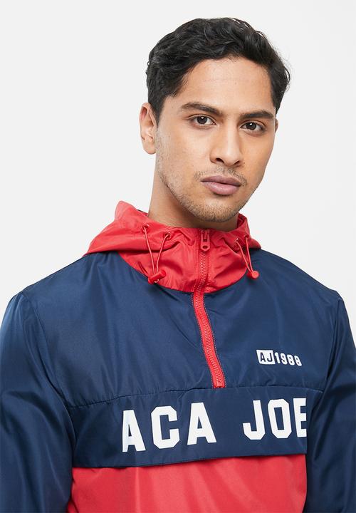 Aca Joe - Aca joe colour blocked zip thru windbreaker - navy & red
