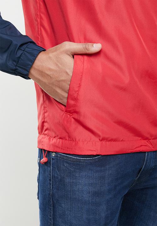 Aca Joe - Aca joe colour blocked zip thru windbreaker - navy & red