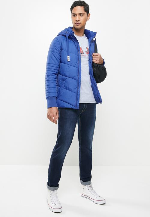 Aca Joe - Aca joe zip thru puffer jacket - blue