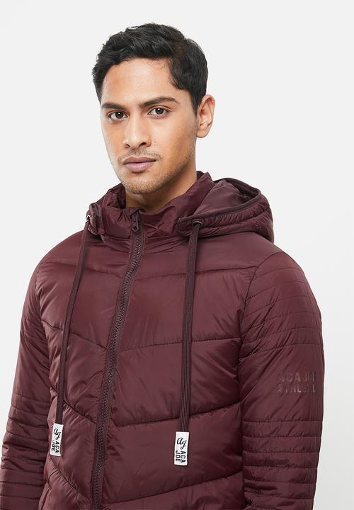 Aca Joe - Aca joe zip thru puffer jacket - burgundy