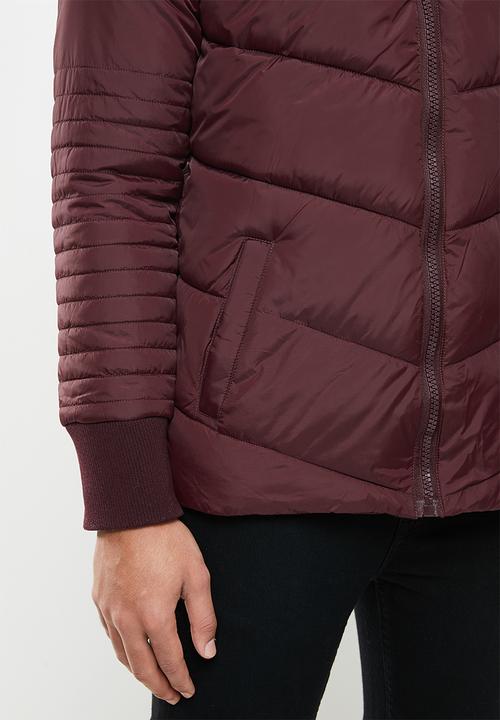 Aca Joe - Aca joe zip thru puffer jacket - burgundy