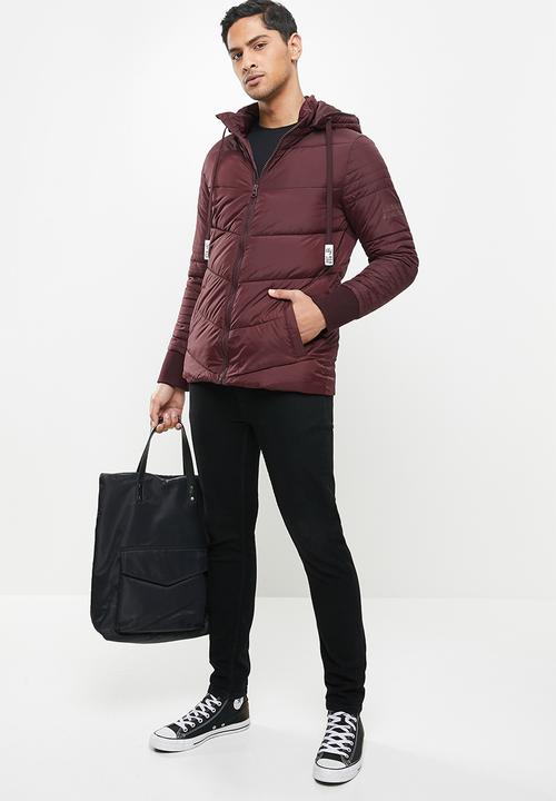 Aca Joe - Aca joe zip thru puffer jacket - burgundy
