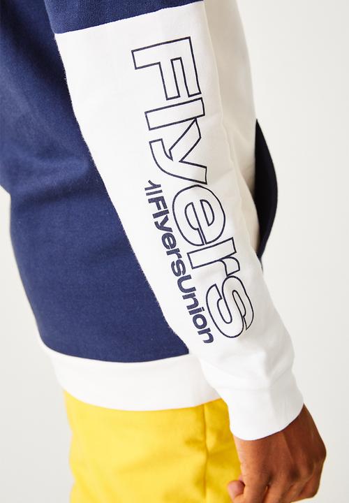 Flyersunion - Colourblock brushed hoodie - navy & yellow 