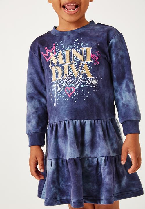 Flyersunion - Spectradye tiered fleece dress - navy