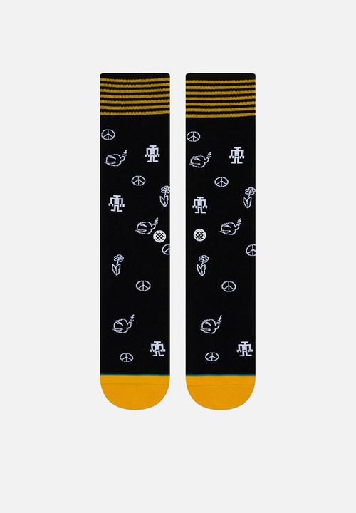 Stance Socks - Robot peace socks - black