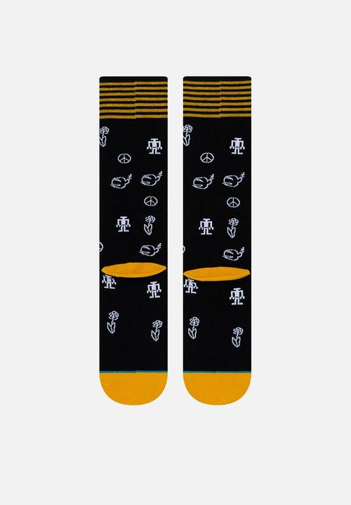 Stance Socks - Robot peace socks - black