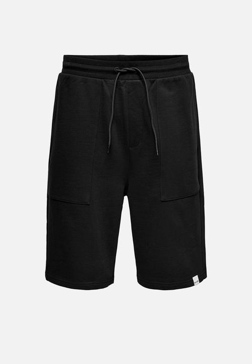 Only & Sons - Onslee knee long shorts - black