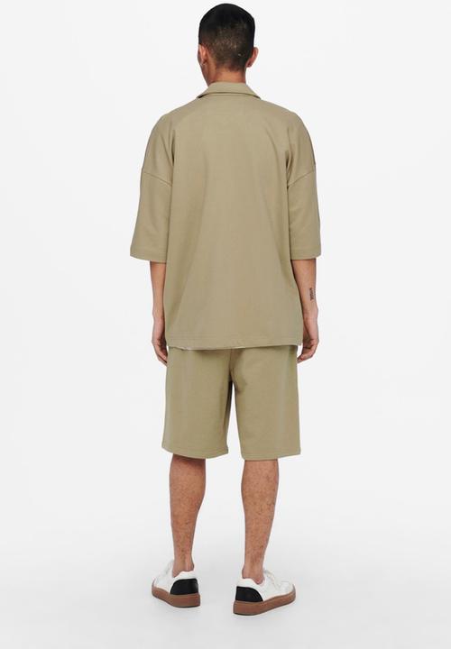 Only & Sons - Onslee  ovz utility zip ss sweat - brown