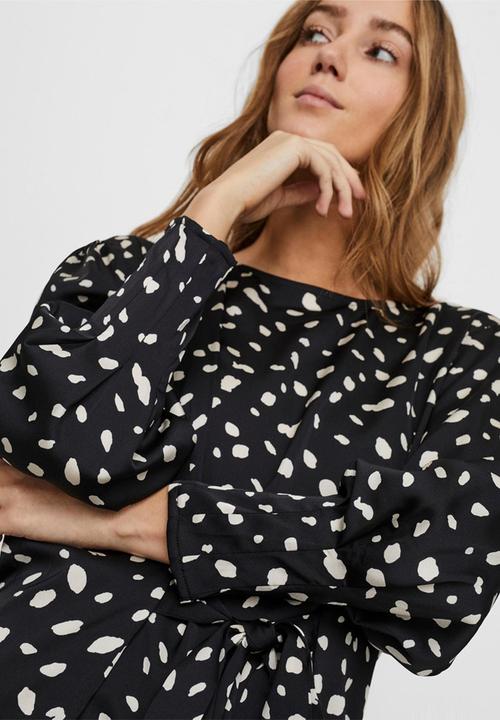 Vero Moda - Calina long sleeve short tie dress - black