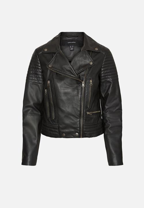 Vero Moda - Shila short leather jacket - black