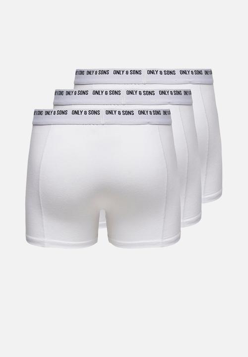Only & Sons - Onsalex solid white trunk 3 pack