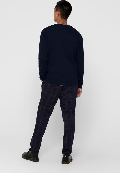 Only & Sons - Onselias check pants - dress blues