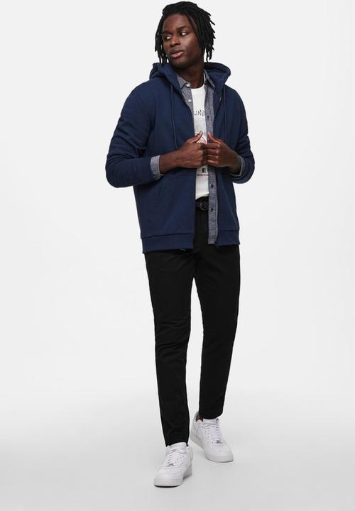 Only & Sons - Onsceres life zip thr. hoodie sweat-navy