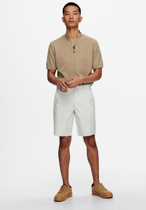 Only & Sons - Avi quater zip knit - brown