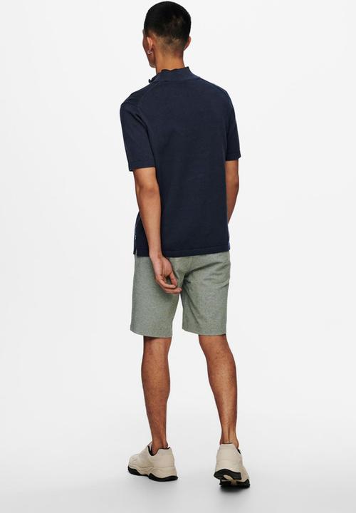 Only & Sons - Avi quater zip knit - navy