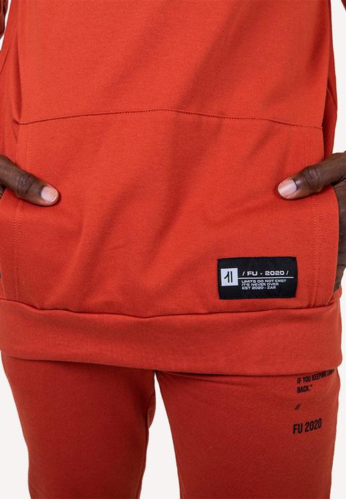 Flyersunion - Brushed fleece buff hoodie - rust