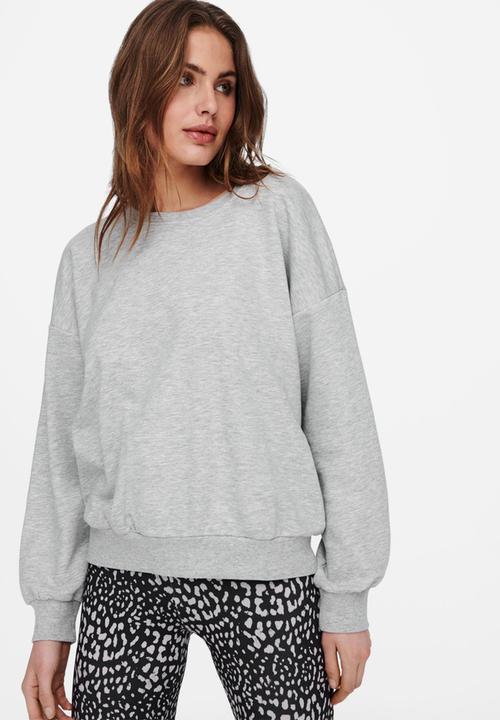ONLY - Kappi long sleeve o-neck sweat - light grey 
