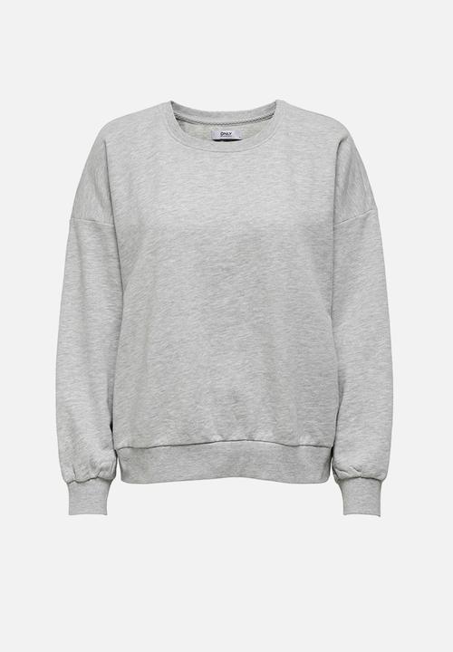 ONLY - Kappi long sleeve o-neck sweat - light grey 