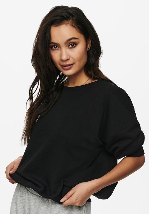 ONLY - Kappi long sleeve o-neck sweat - black