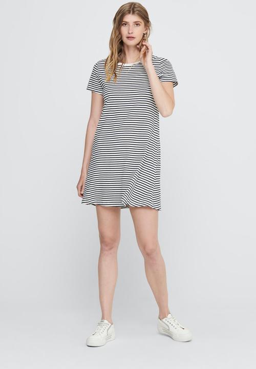 ONLY - May life short sleeve pocket dress - black & white