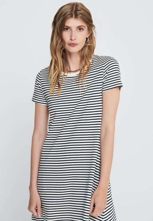 ONLY - May life short sleeve pocket dress - black & white
