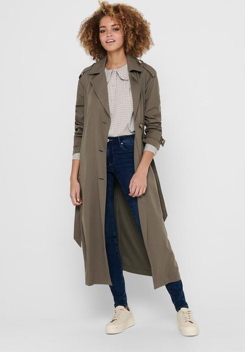 ONLY - Line x-long trenchcoat - walnut