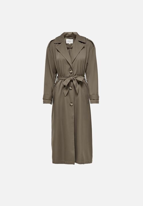 ONLY - Line x-long trenchcoat - walnut