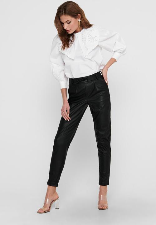 ONLY - Jane long sleeve collar top - white