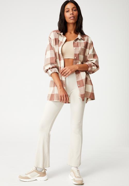 Cotton On - Boyfriend shirt - holly gingham brown stone