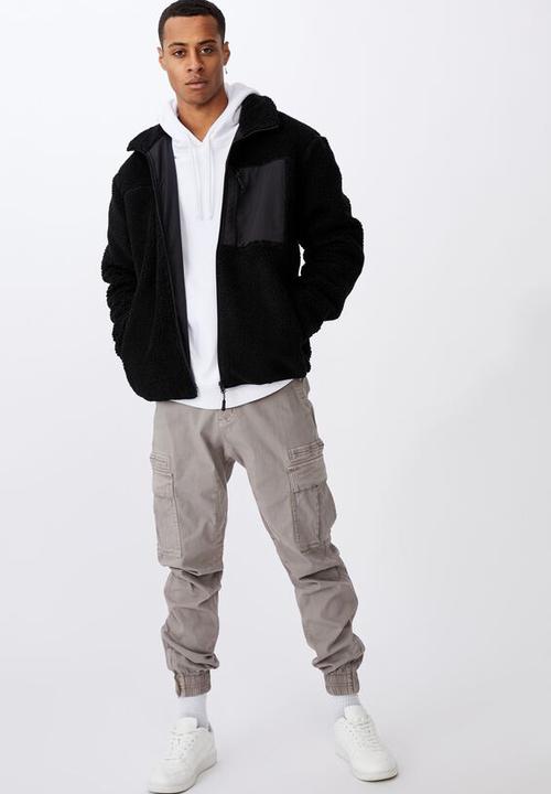 Cotton On - Pocket teddy zip thru - black