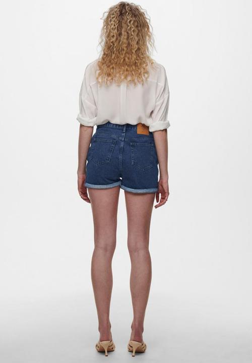 ONLY - Bay life highwaist mom denim shorts - blue 