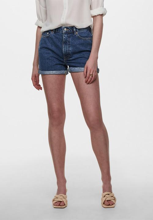 ONLY - Bay life highwaist mom denim shorts - blue 