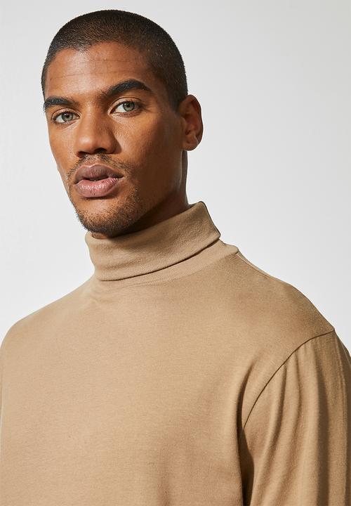 Superbalist - 2 Pack plain long sleeve roll neck tee - grey & taupe 