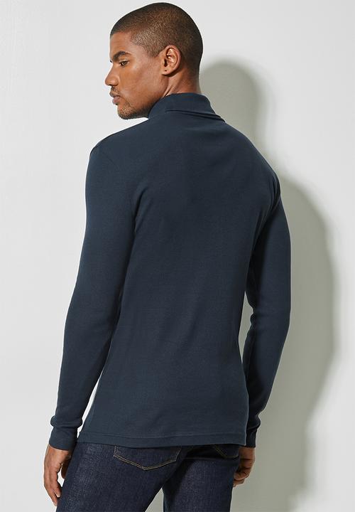 Superbalist - 2 Pack slim ribbed roll neck long sleeve tee - navy & grey 