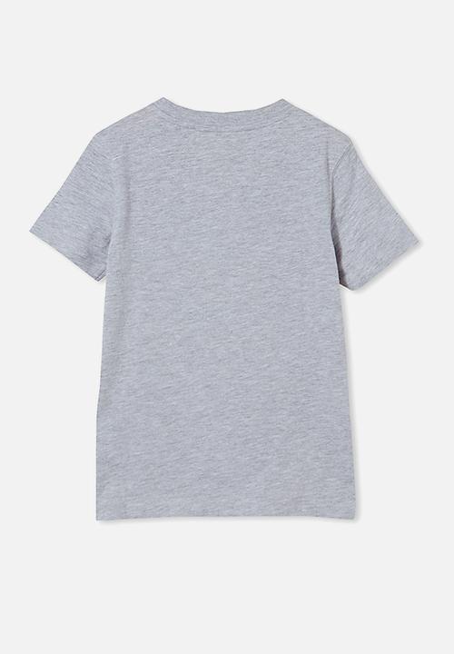 Cotton On - Max skater short sleeve tee - light grey marle/my dad is my superhero
