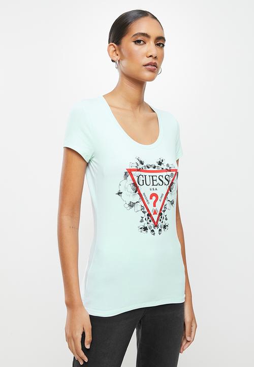 GUESS - Short sleeve calssic tri enchanted garden tee - blue