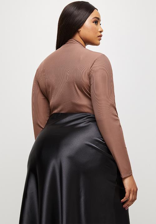 MILLA - Ribbed V-neck bodysuit - brown 