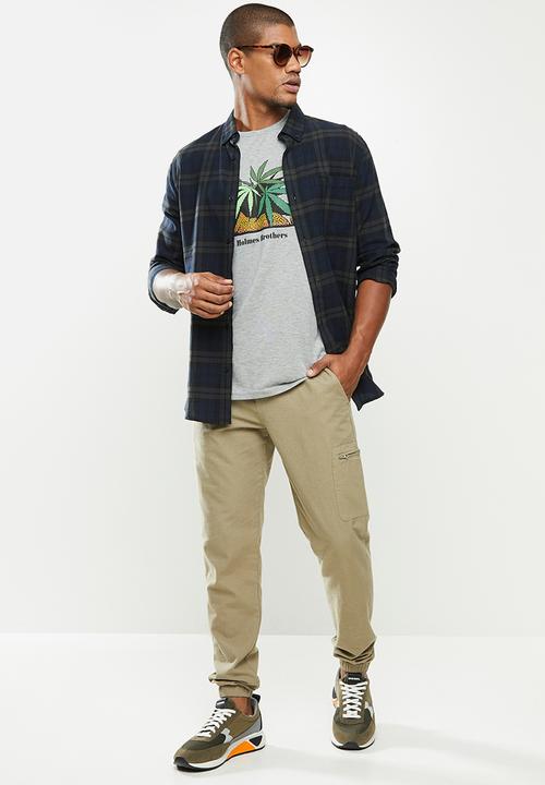 Holmes Bro's - Mellow leopard short sleeve tee - dirty grey melange