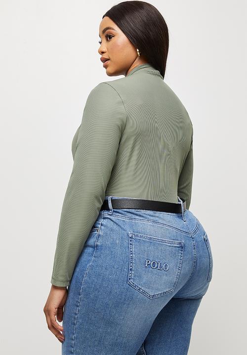 MILLA - Ribbed V-neck bodysuit - green