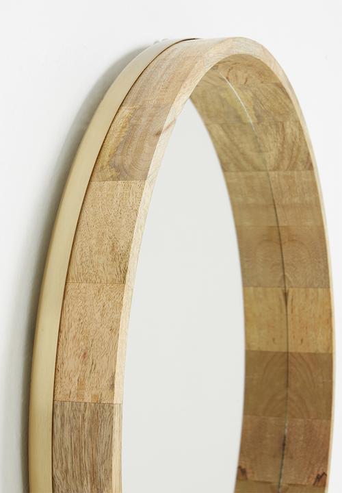 Sixth Floor - Round wooden frame mirror - 60cm