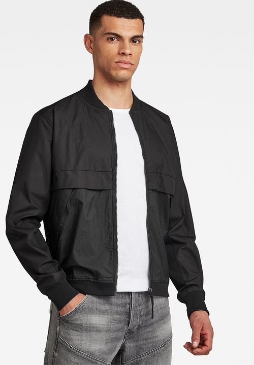 G-STAR - Mixed wvn baseball zip through long sleeve sweat - black