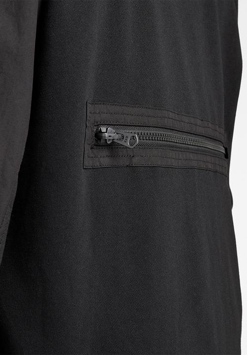 G-STAR - Mixed wvn baseball zip through long sleeve sweat - black