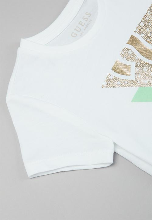 GUESS - Girls short sleeve geometric floral tee - white