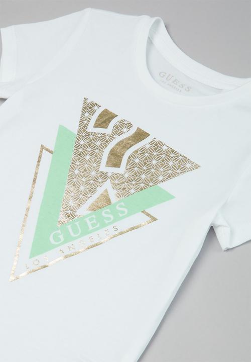 GUESS - Girls short sleeve geometric floral tee - white
