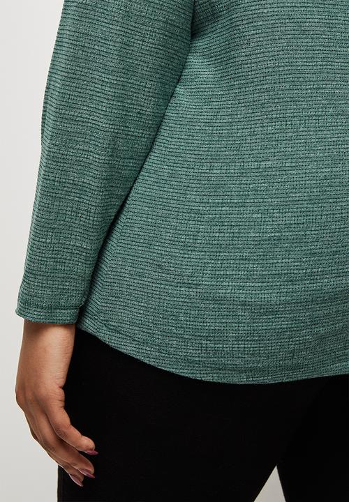 edit Plus - Textured highneck tee -  dark green