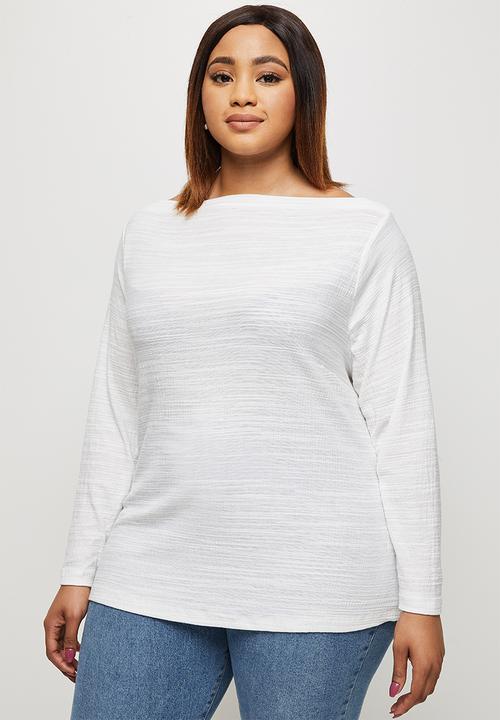 edit Plus - Textured highneck tee - off white
