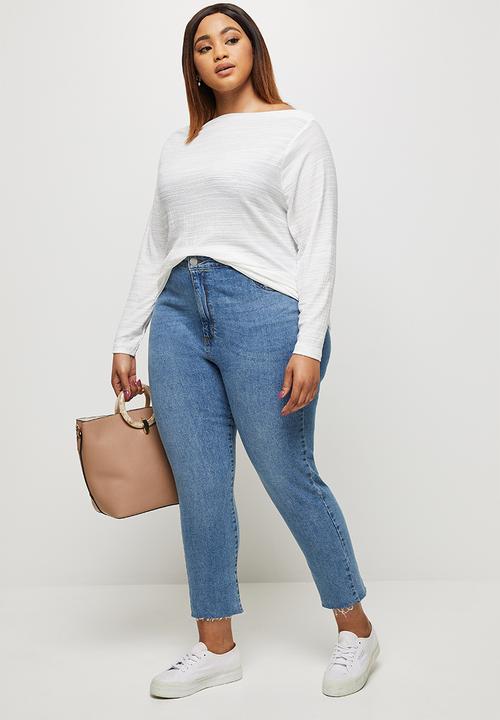 edit Plus - Textured highneck tee - off white
