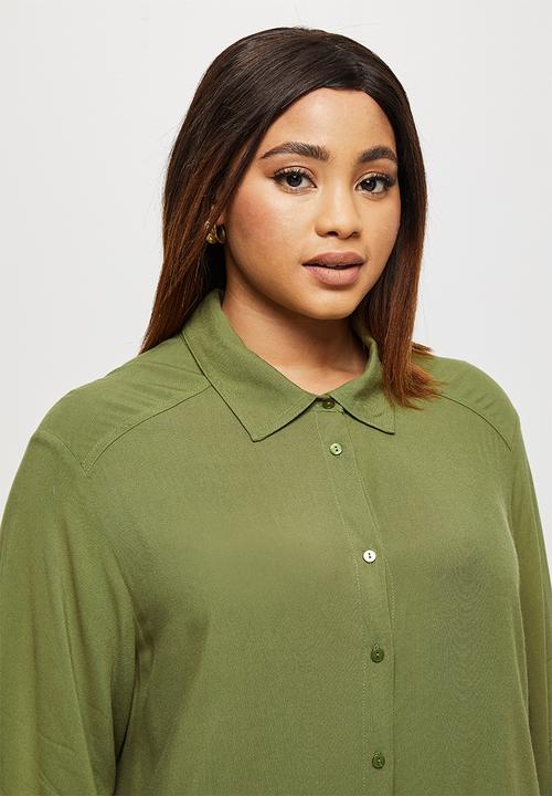 edit Plus - Basic midi shirt dress - khaki