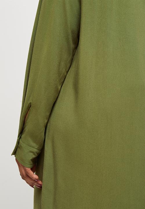 edit Plus - Basic midi shirt dress - khaki