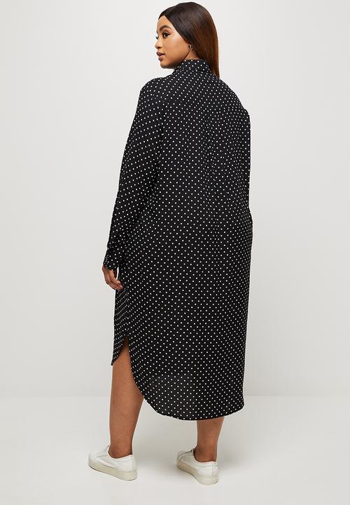 edit Plus - Basic midi shirt dress - white & black 
